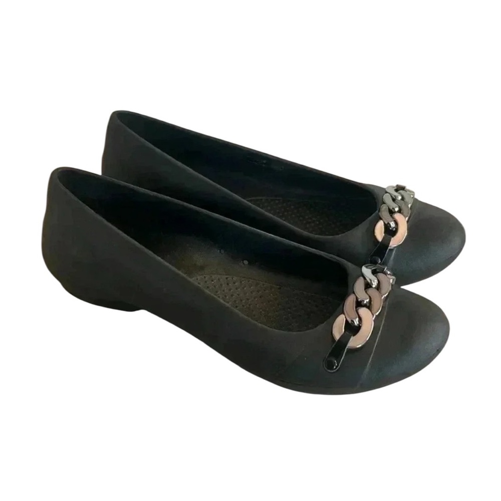 Crocs Gianna Chain Link Ballet Flats in Dark Gray/ Light Black size 7 NW…